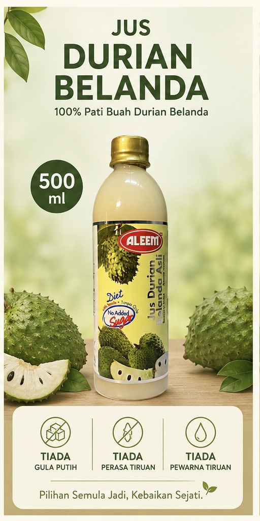 (500ml) Jus Pati Buah Durian Belanda Stevia