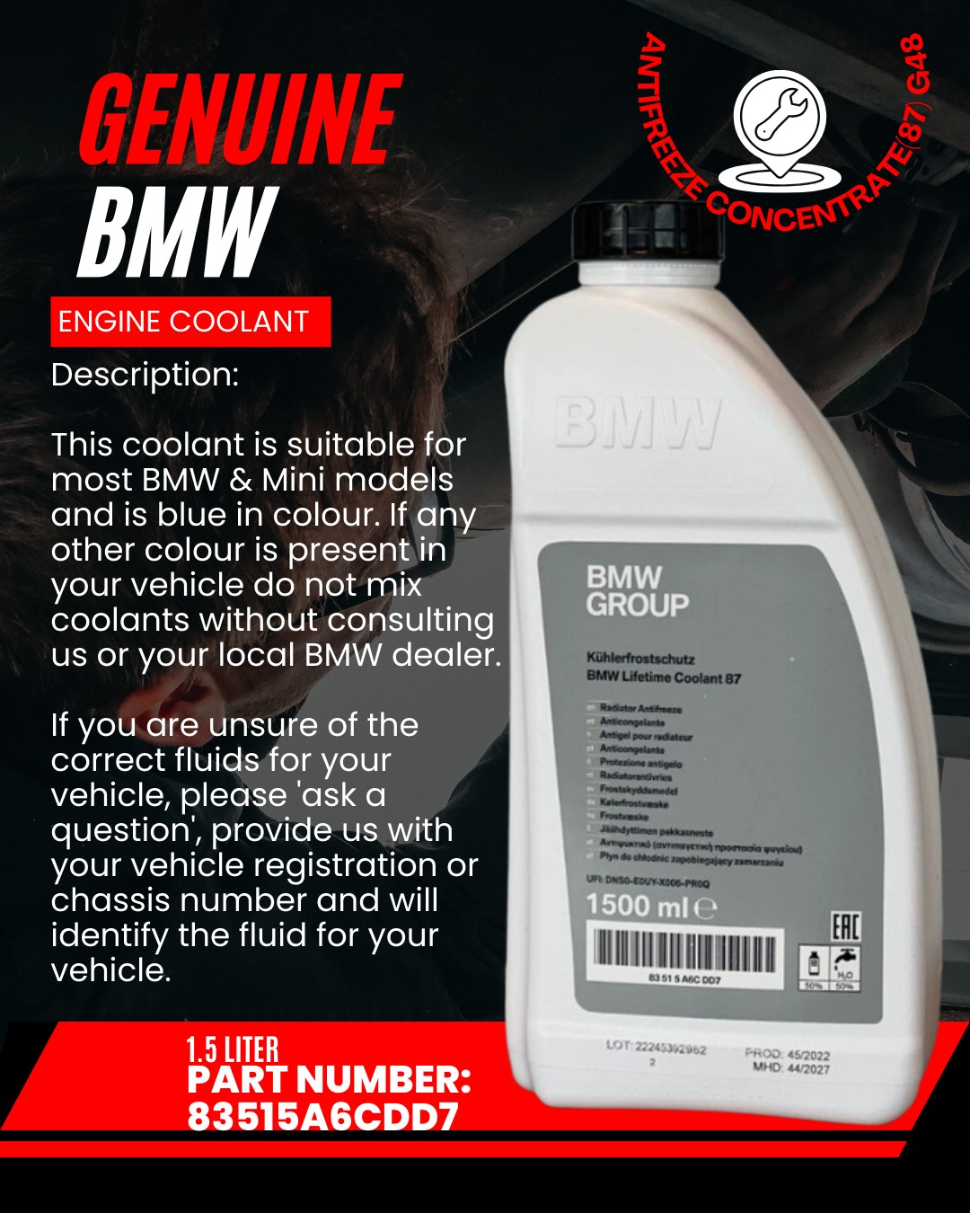 Genuine BMW Engine Coolant Antifreeze Concentrate
