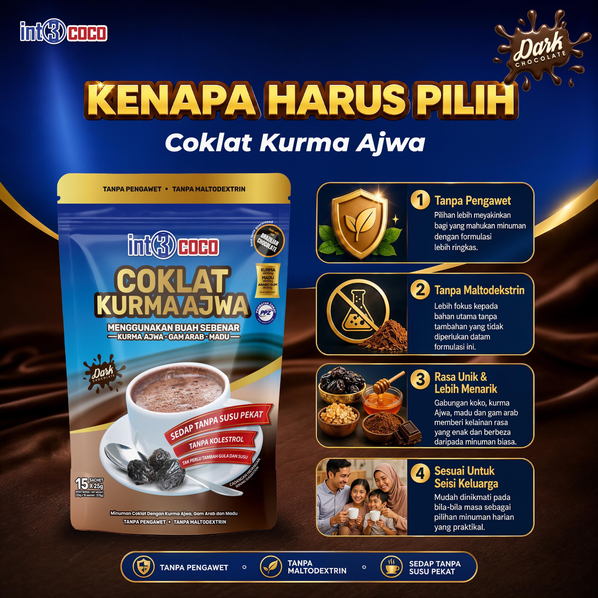 Coklat Kurma Ajwa Madu Arabic Gum 5 in 1