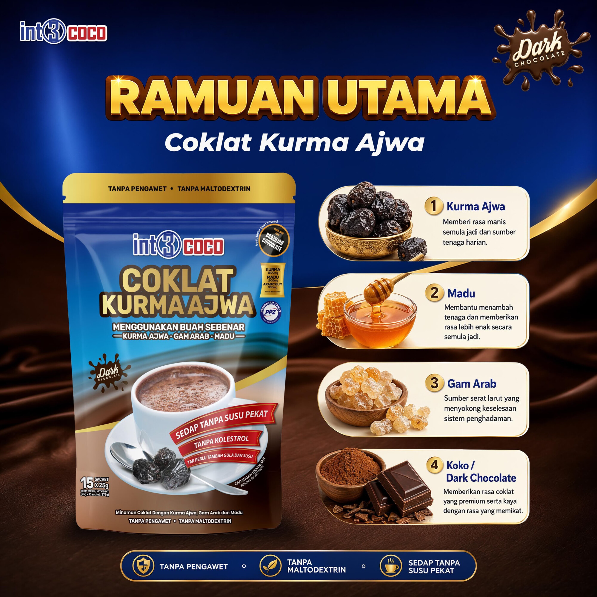 Coklat Kurma Ajwa Madu Arabic Gum 5 in 1