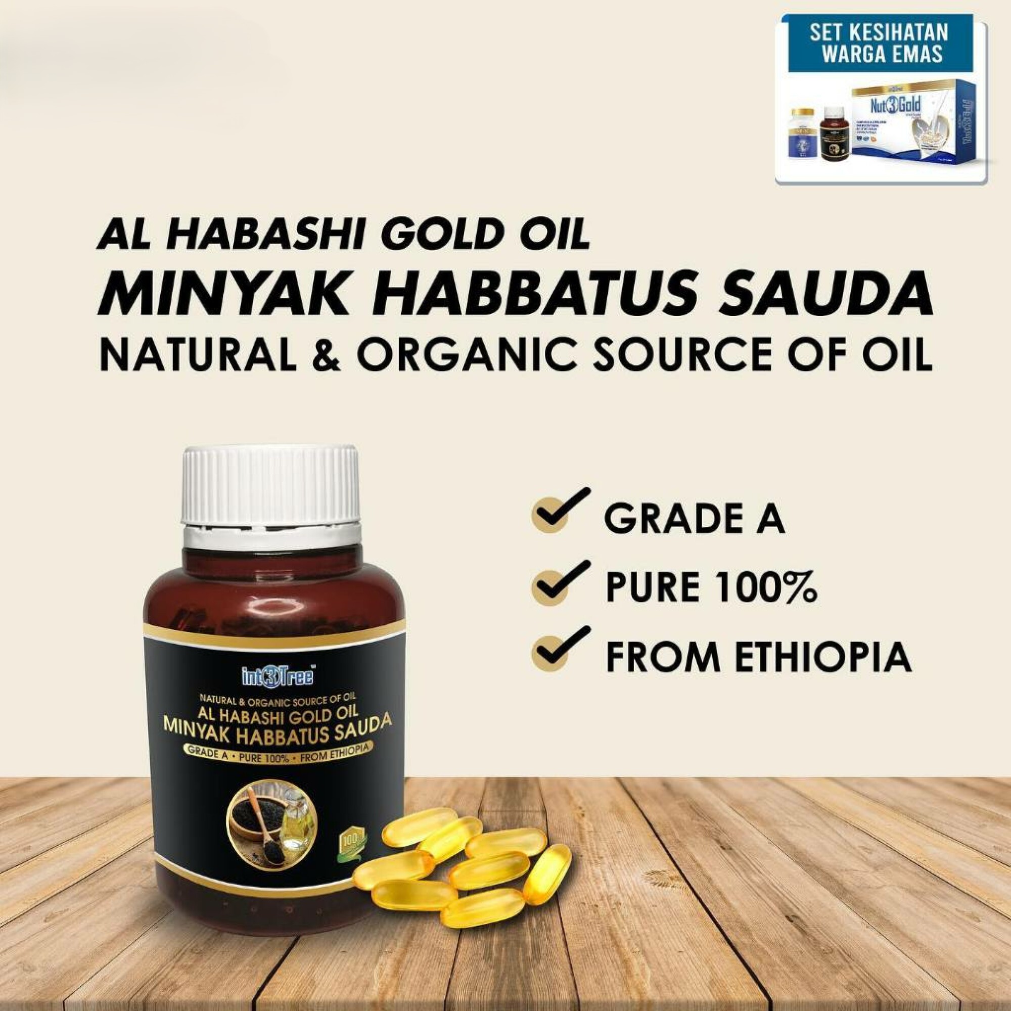 Minyak Habbatus Sauda Al Habashi Gold Oil 170 Capsules