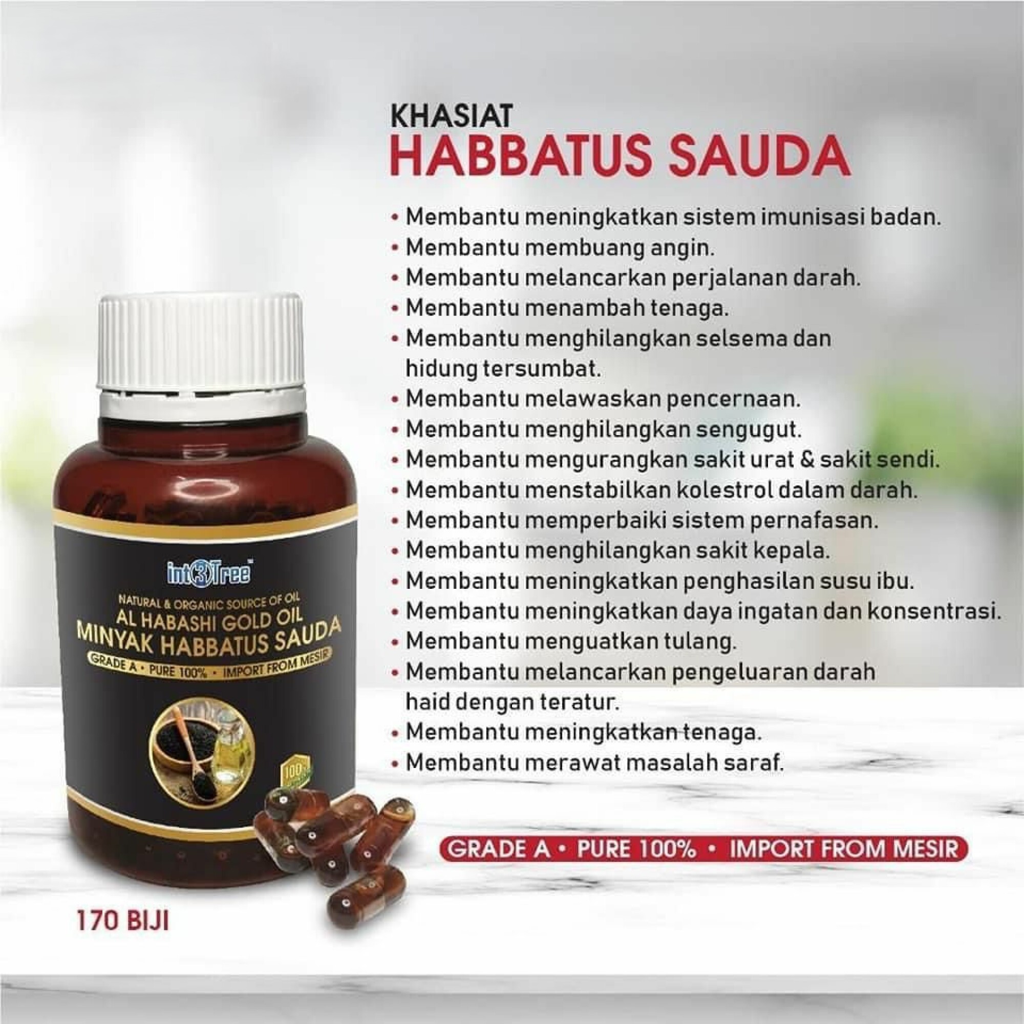 Minyak Habbatus Sauda Al Habashi Gold Oil 170 Capsules