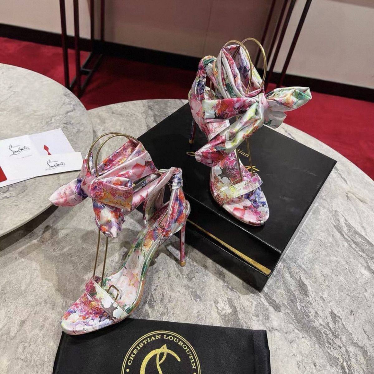 Christian Louboutin Floral Print Bow Sandal