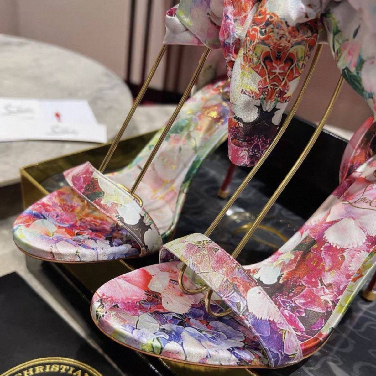Christian Louboutin Floral Print Bow Sandal