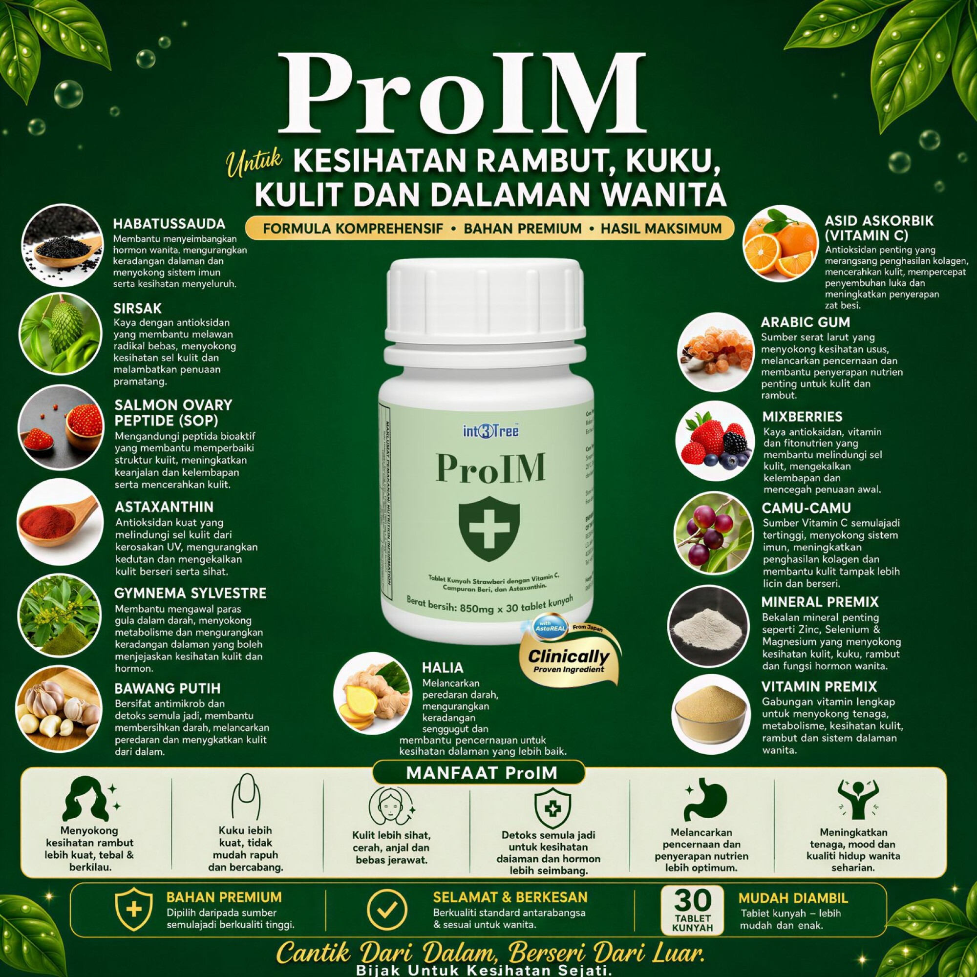 ProIM (Suplemen untuk Kulit, Rambut, Kuku dan Kesihatan Dalaman Wanita)