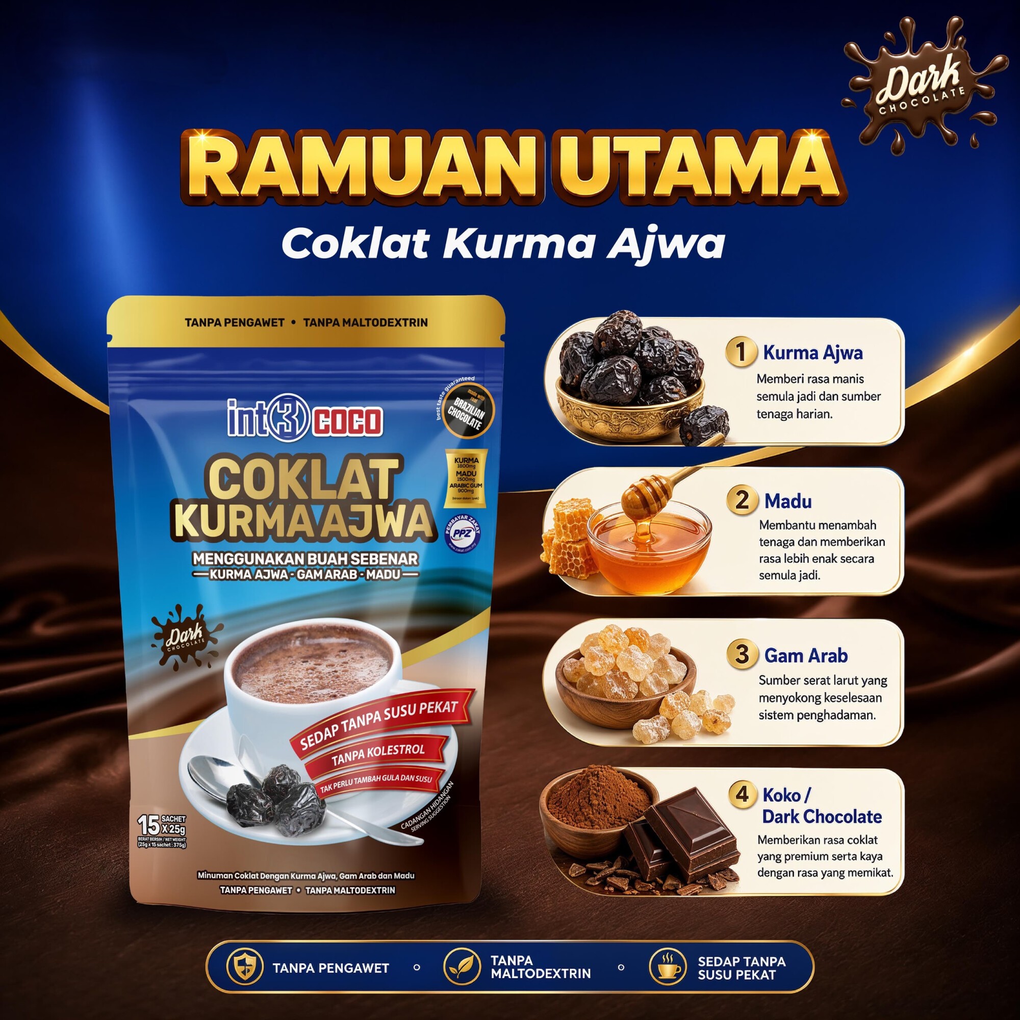 Coklat Kurma Ajwa Madu Arabic Gum 5 in 1